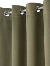 Pack of 2 Polyester Blackout Solid Long Door Curtains- Olive