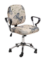 Stretchable Elastic Digital Printed Office Chair Cover Pack of 1- Cream