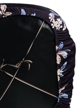 Stretchable Elastic Floral Printed Office Chair Cover Pack of 4- Dark Purple