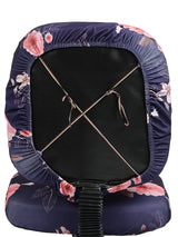 Stretchable Elastic Floral Printed Office Chair Cover Pack of 4- Purple