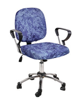 Stretchable Elastic Digital Printed Office Chair Cover Pack of 6- Sky Blue