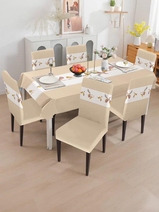 Printed Polyester Table Cover & Dining Chair Cover Set