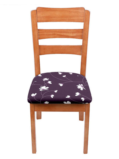 Stretchable Floral Printed Non Slip Chair Pad Cover Pack of 1- Purple