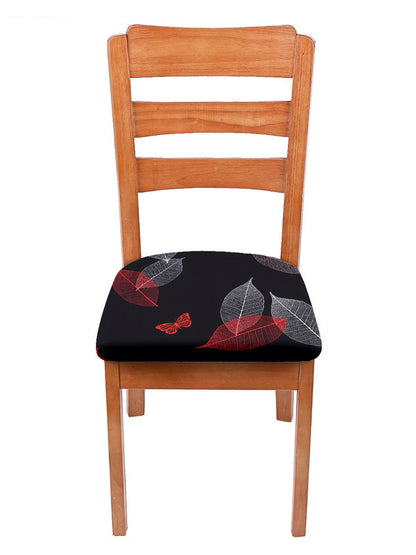 Stretchable Digital Printed Non Slip Chair Pad Cover Pack of 1- Black