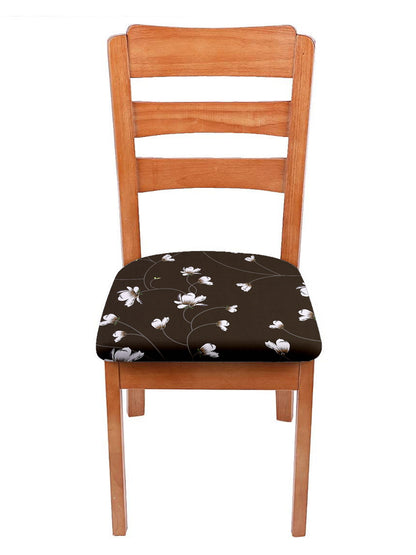 Stretchable Floral Printed Non Slip Chair Pad Cover Pack of 1- Brown