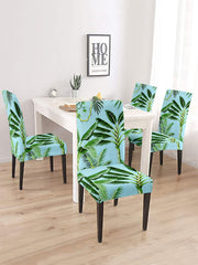 Elastic Floral Printed Non-Slip Dining Chair Covers Set of 2 - Light Blue