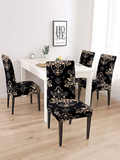 dining-chair-cover-set-of-2-black-beige-ethnic-printedwholesale