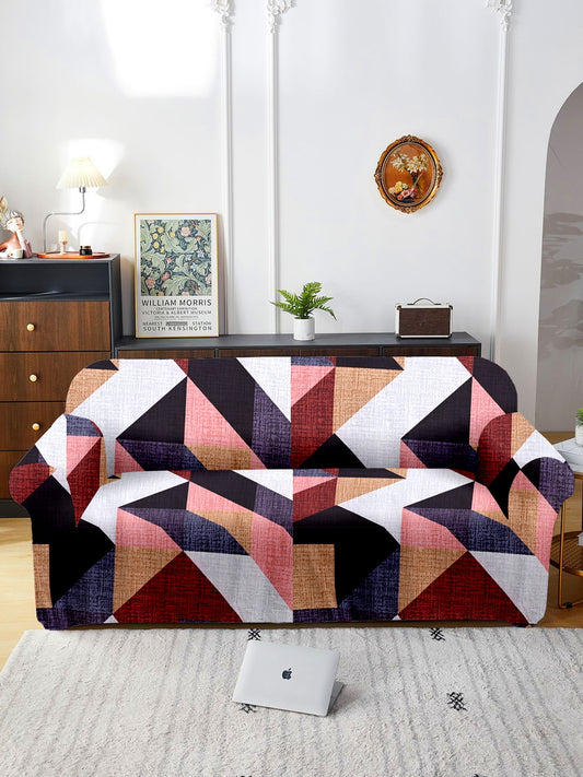 Elastic Stretchable Universal Printed Sofa Cover 2 Seater- Multicolour
