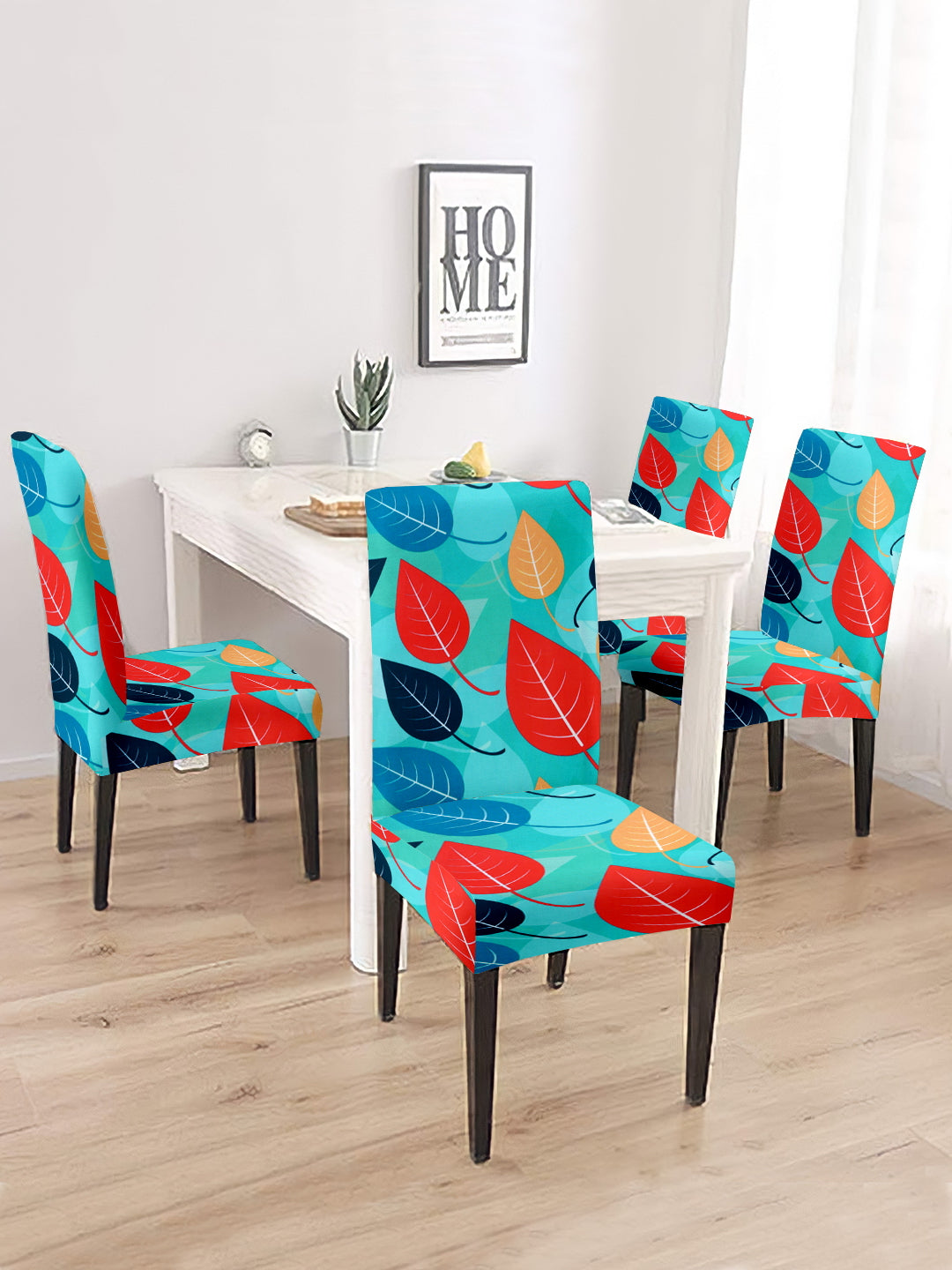 dining-chair-cover-set-of-2-leaf-printed-multicolourwholesale