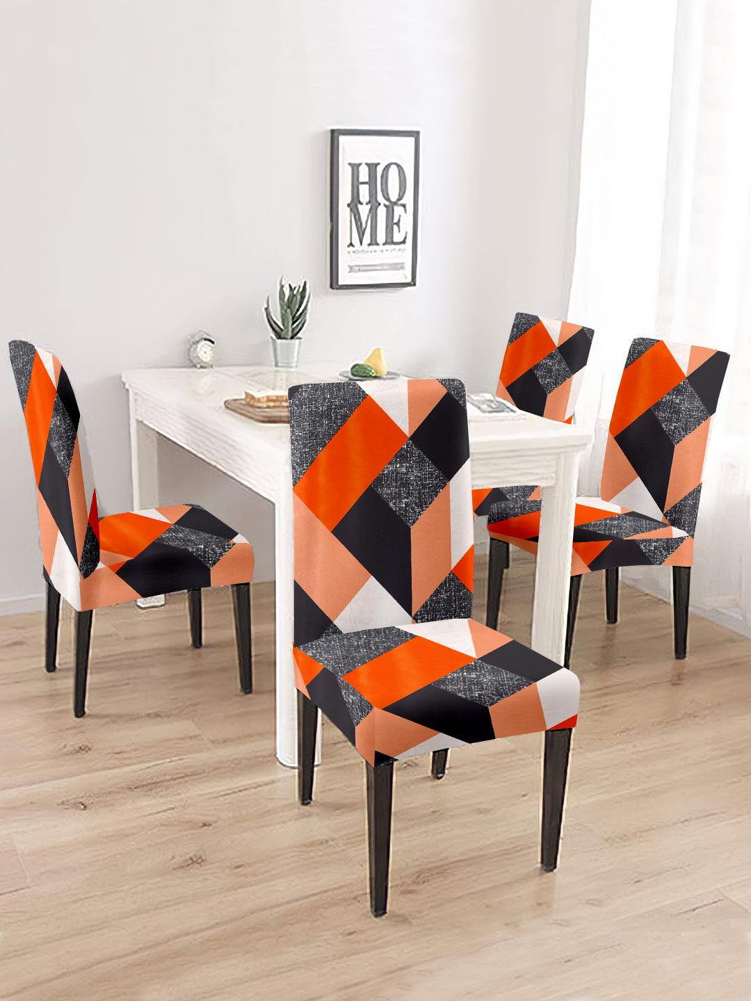 stretchable-dining-chair-cover-set-of-4-geometric-printed-orange