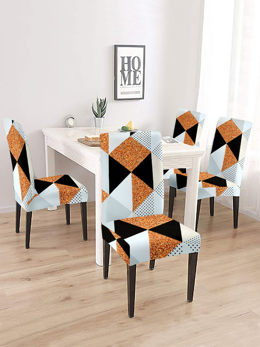 Elastic Geometric Printed Non-Slip Dining Chair Covers Set of 2 - Multi