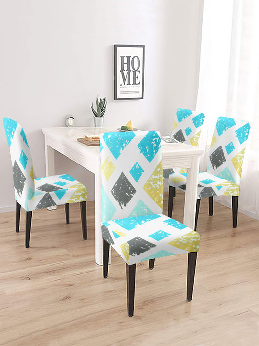 Stretchable DiningPrinted Chair Cover Set-2 White