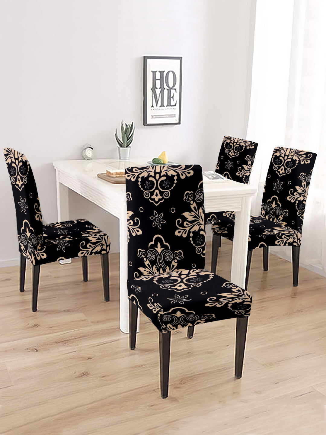 dining-chair-cover-set-of-4-black-beige-ethnic-printed