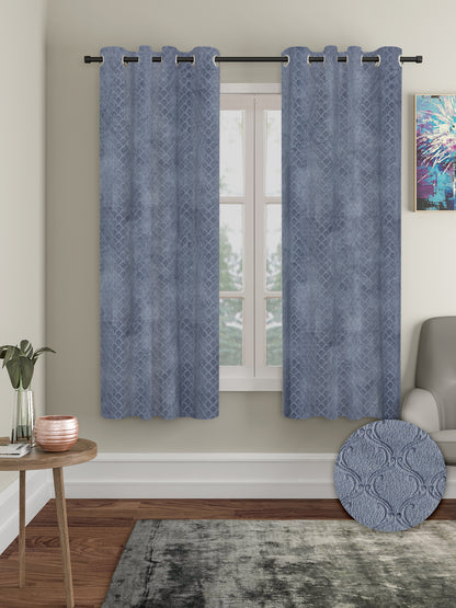 Set of 2 Velvet Blackout Window Curtains with 5 Cushion Covers- Grey