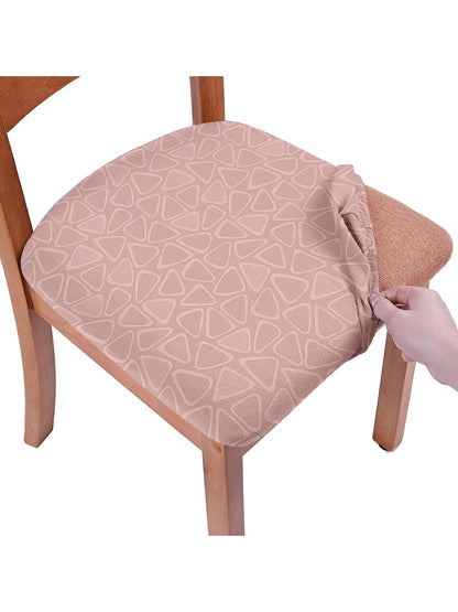 Stretchable Digital Printed Non Slip Chair Pad Cover Pack of 6- Pink