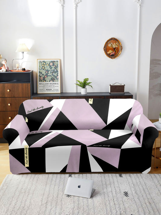 Elastic Stretchable Universal Printed Sofa Cover 3 Seater- Purple