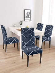 Elastic Geometric Printed Non-Slip Dining Chair Covers Set of 2 - Grey