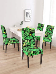 Elastic Floral Printed Non-Slip Dining Chair Covers Set of 2 - Light Green