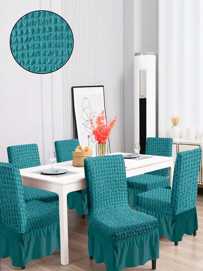 pack-of-6-stretchable-dining-chair-cover-with-frill-teal-green