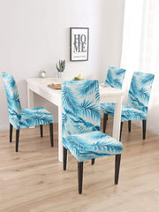 Stretchable Dining Chair Cover Printed Set of 2 - Blue