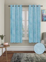 Set of 2 Velvet Blackout Window Curtains with 5 Cushion Covers- Blue