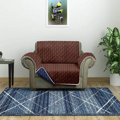 Reversible 1 Seater Sofa Cover-Blue & Brown