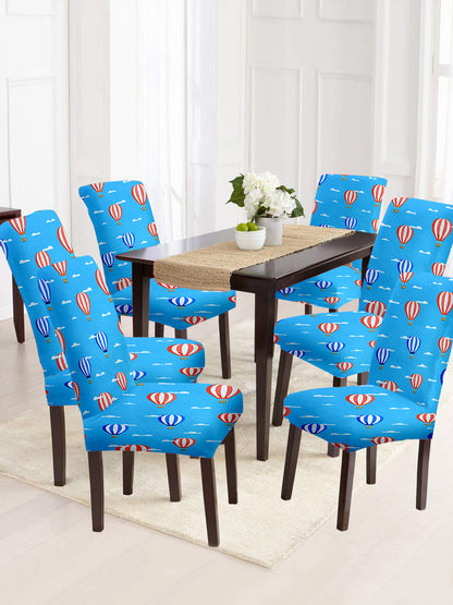 Stretchable Dining Chair Cover Printed Set of 6