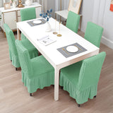 Pack of 6 Stretchable Dining Chair Cover with Frill - Mint Green