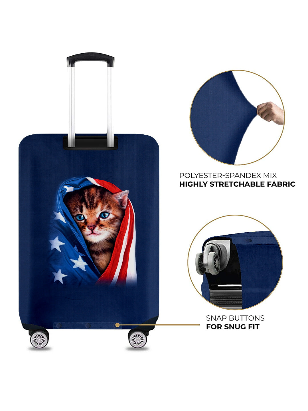 Stretchable Printed Protective Luggage Bag Cover Medium- Navy Blue