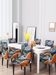 Stretchable DiningPrinted Chair Cover Set-6 Multi