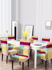 Stretchable DiningPrinted Chair Cover Set-6 Yellow