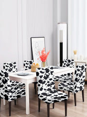 Elastic Geometric Printed Non-Slip Dining Chair Covers Set of 6 - White