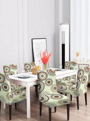 Elastic Digital Printed Non-Slip Dining Chair Covers Set of 6 - Cream