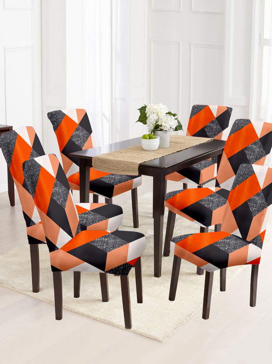 stretchable-dining-chair-cover-set-of-6-geometric-printed-orange