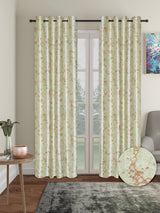 Set of 2 Knitted Long Door Curtains with 5 Cushion Covers- Green