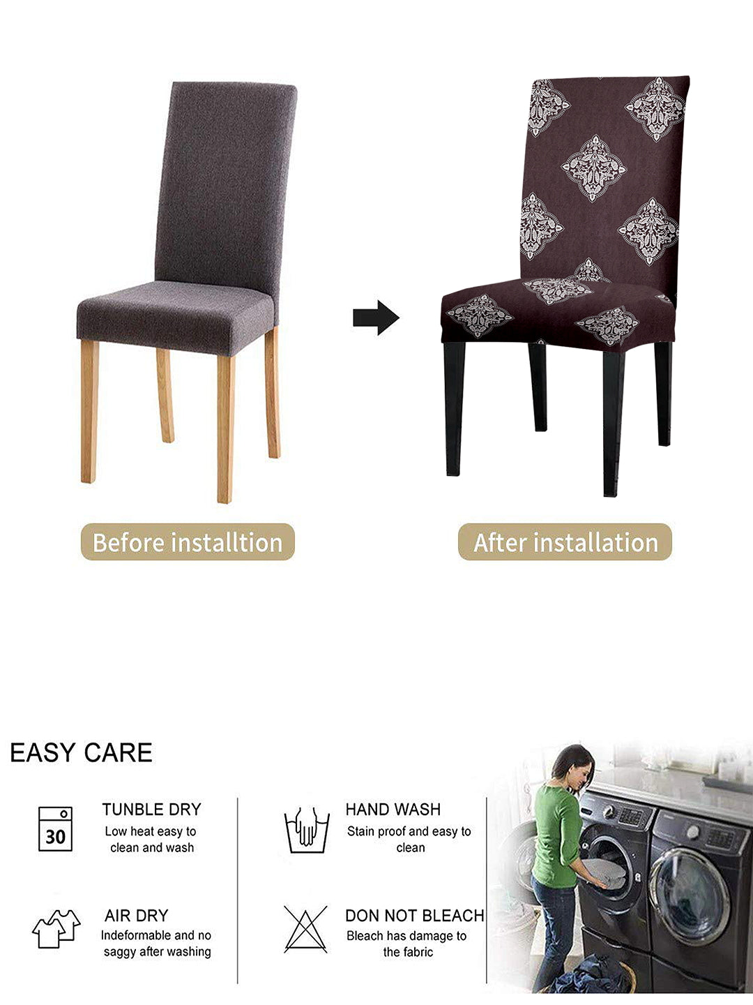 dining-chair-cover-set-of-2-ethnic-printed-brownwholesale