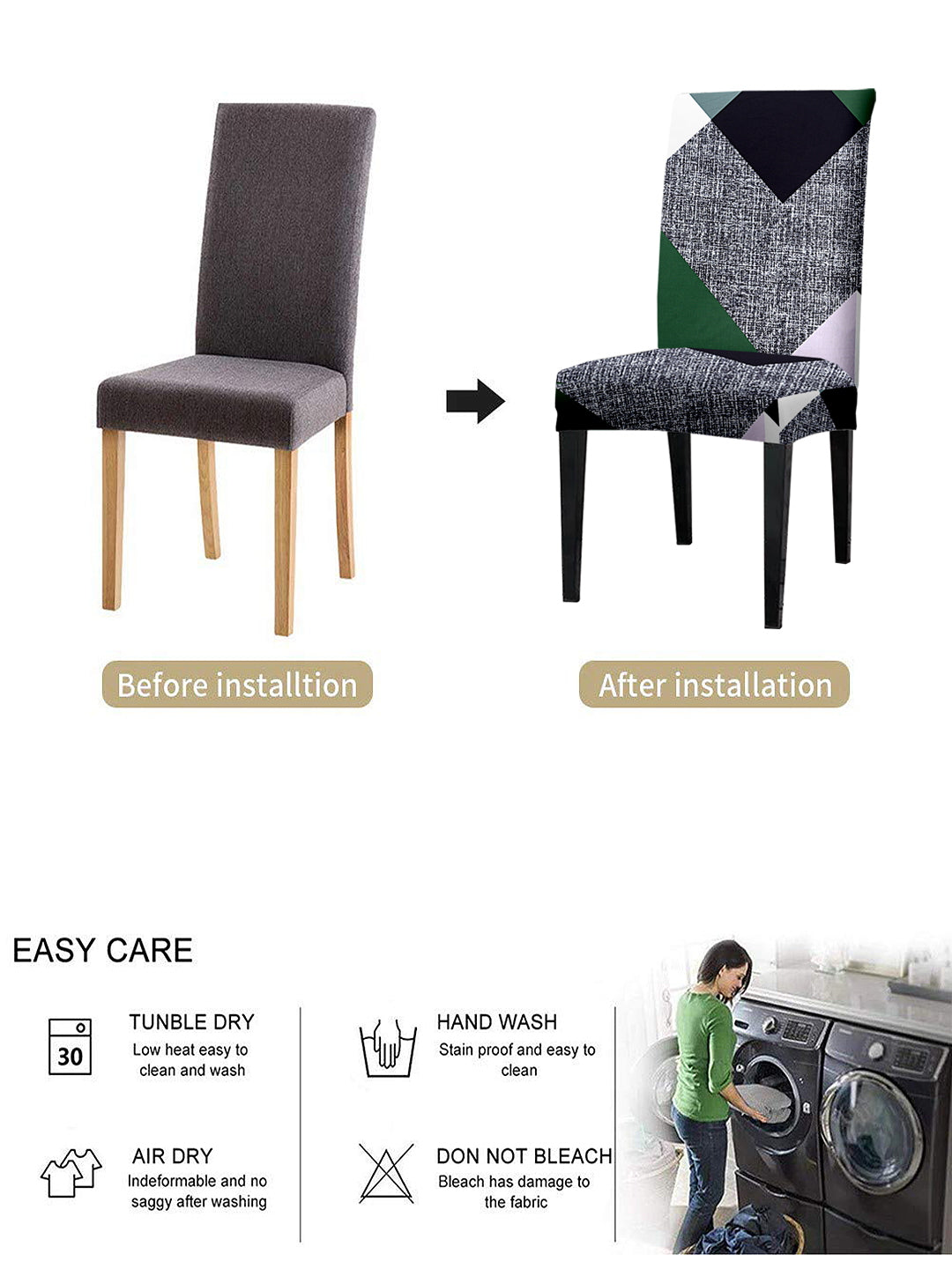 stretchable-dining-chair-cover-set-of-2-geometric-printed-greywholesale