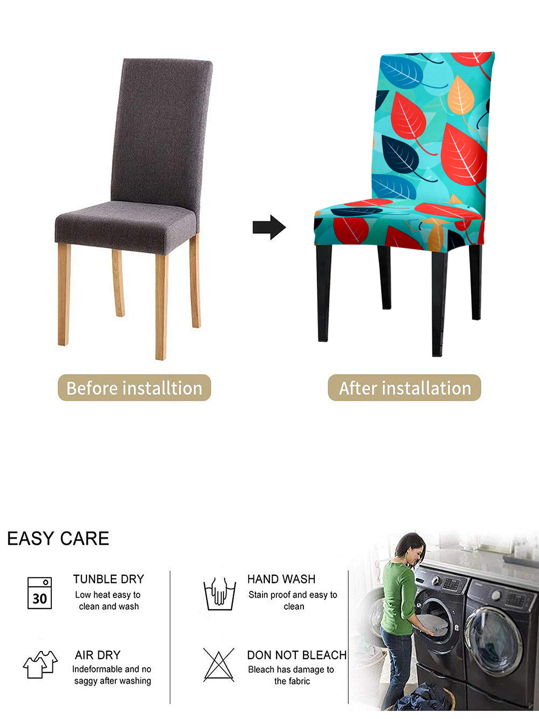 dining-chair-cover-set-of-2-leaf-printed-multicolourwholesale