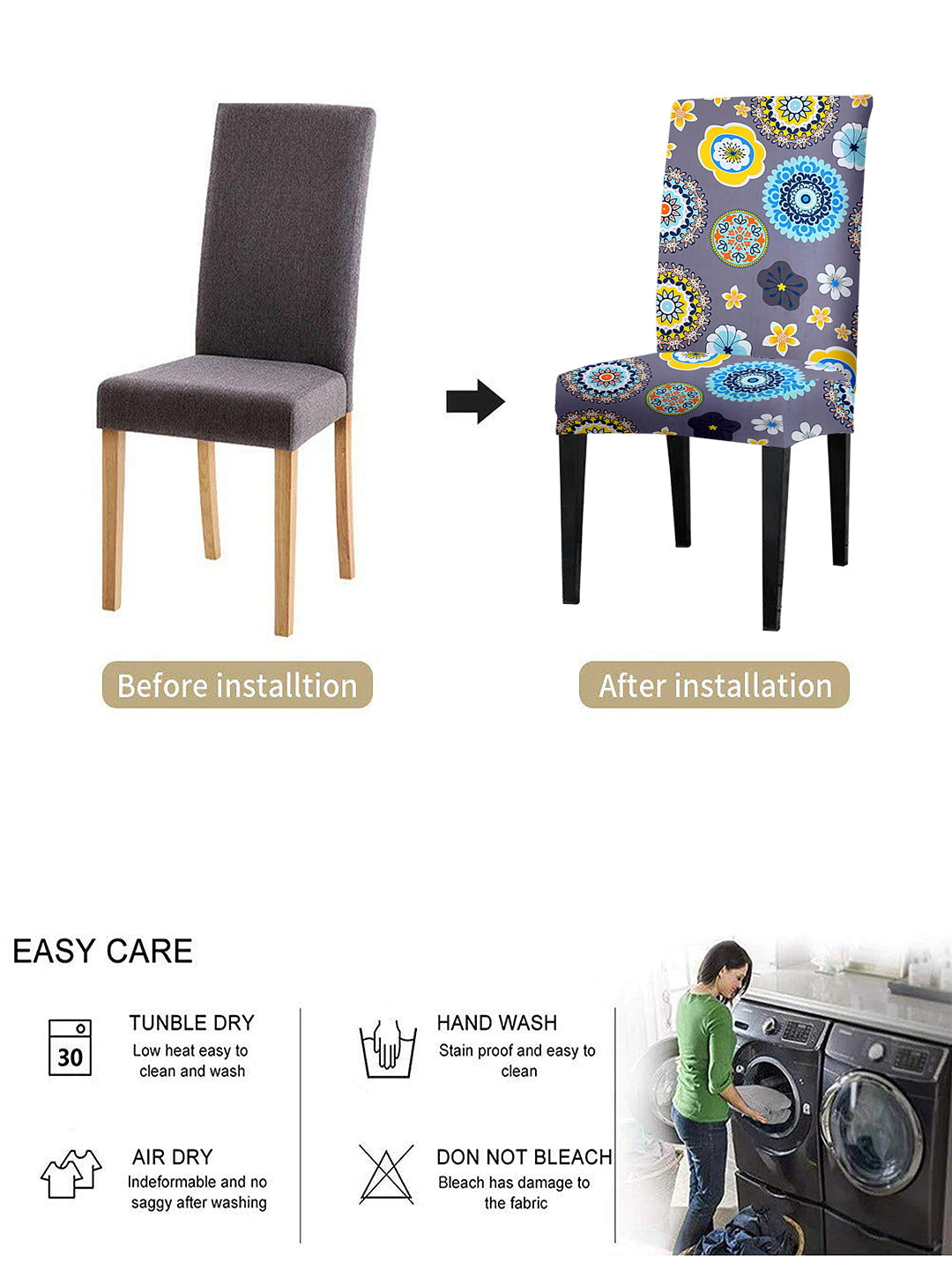 dining-chair-cover-set-of-2-ethnic-printed-greywholesale