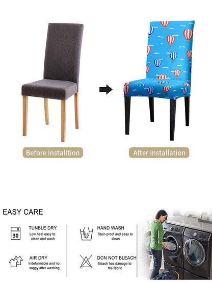 Stretchable Dining Chair Cover Printed Set of 6
