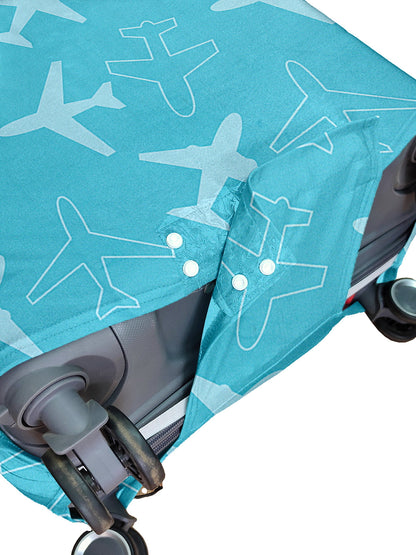 Stretchable Printed Protective Luggage Bag Cover Small- Blue