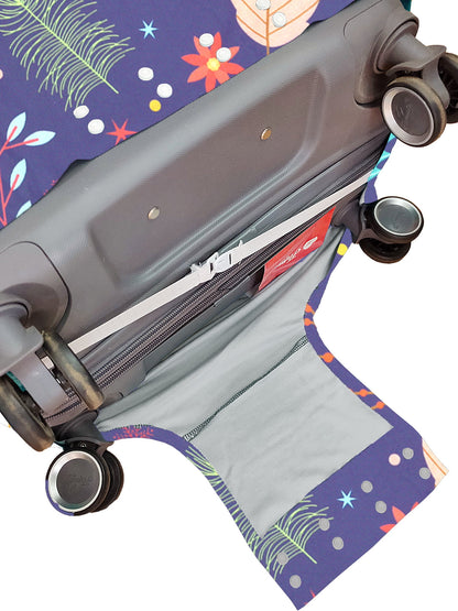 Stretchable Printed Protective Luggage Bag Cover Large- Purple