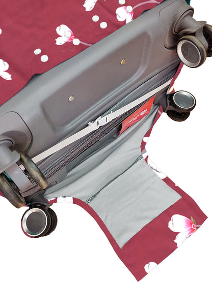 Stretchable Printed Protective Luggage Bag Cover Medium- Maroon