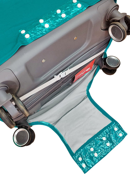 Stretchable Printed Protective Luggage Bag Cover Large- Teal