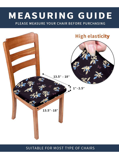 Stretchable Floral Printed Non Slip Chair Pad Cover Pack of 1- Violet