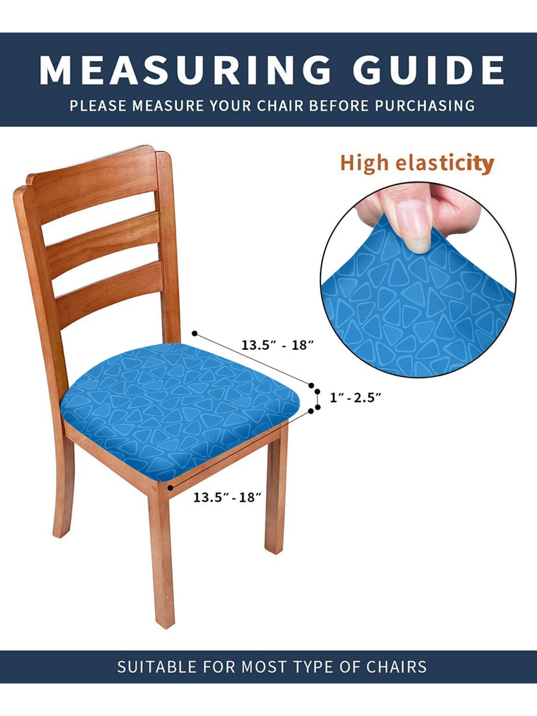 Stretchable Digital Printed Non Slip Chair Pad Cover Pack of 1- Blue