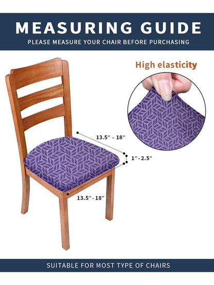 Stretchable Digital Printed Non Slip Chair Pad Cover Pack of 6- Purple