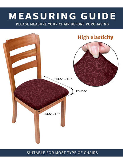 Stretchable Digital Printed Non Slip Chair Pad Cover Pack of 6- Maroon
