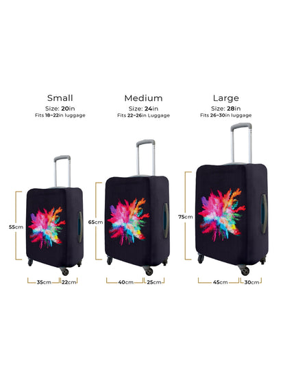 Stretchable Printed Protective Luggage Bag Cover Small- Black