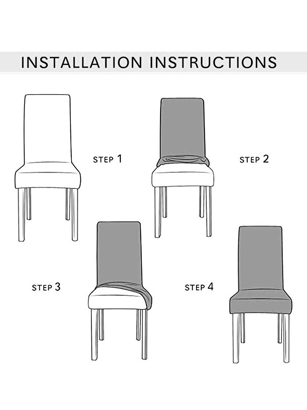 Elastic Geometric Printed Non-Slip Dining Chair Covers Set of 4 - Cream